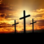 crosses, sunset, silhouettes, dusk, dawn, nature, twilight, clouds, sky, sunrise, hill, crucifixion, resurrection, christianity, christ, faith, god, jesus, easter, religion